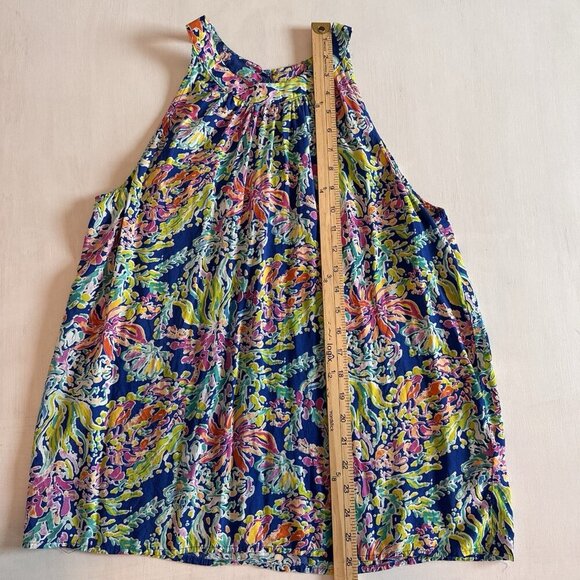 Anne Carson Top Women Large Multicolor Floral Colorful Tropical Resort High Neck - Picture 8 of 12